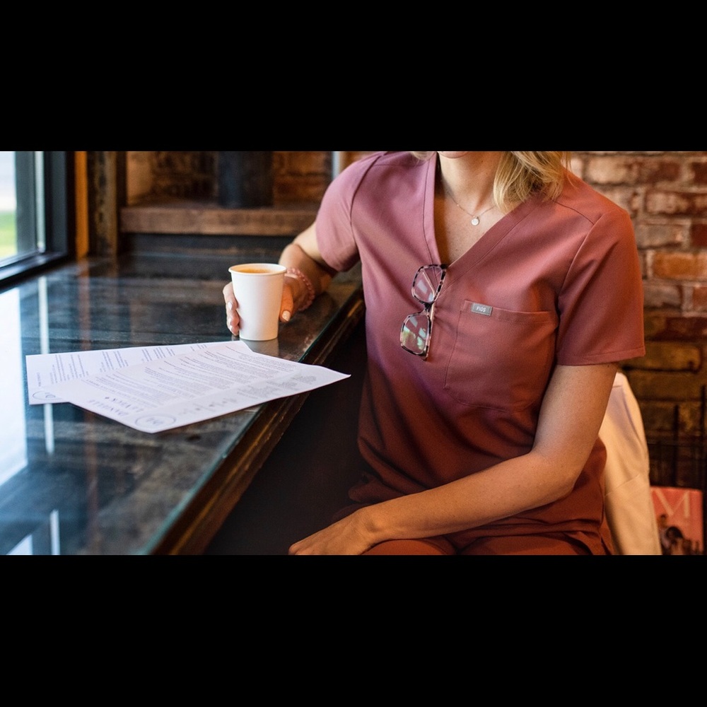 ISO Figs Mauve Scrub Top